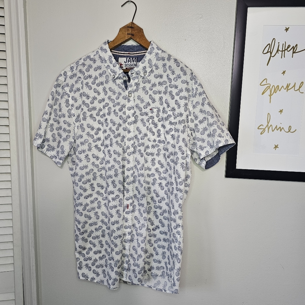 Jam session pineapple shirt mens summer dress shirt xxl slim fit
